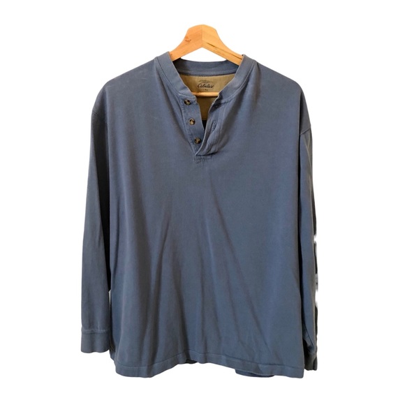 CABELA’S Men’s 3 Button Henley Blue shirt - Picture 1 of 6